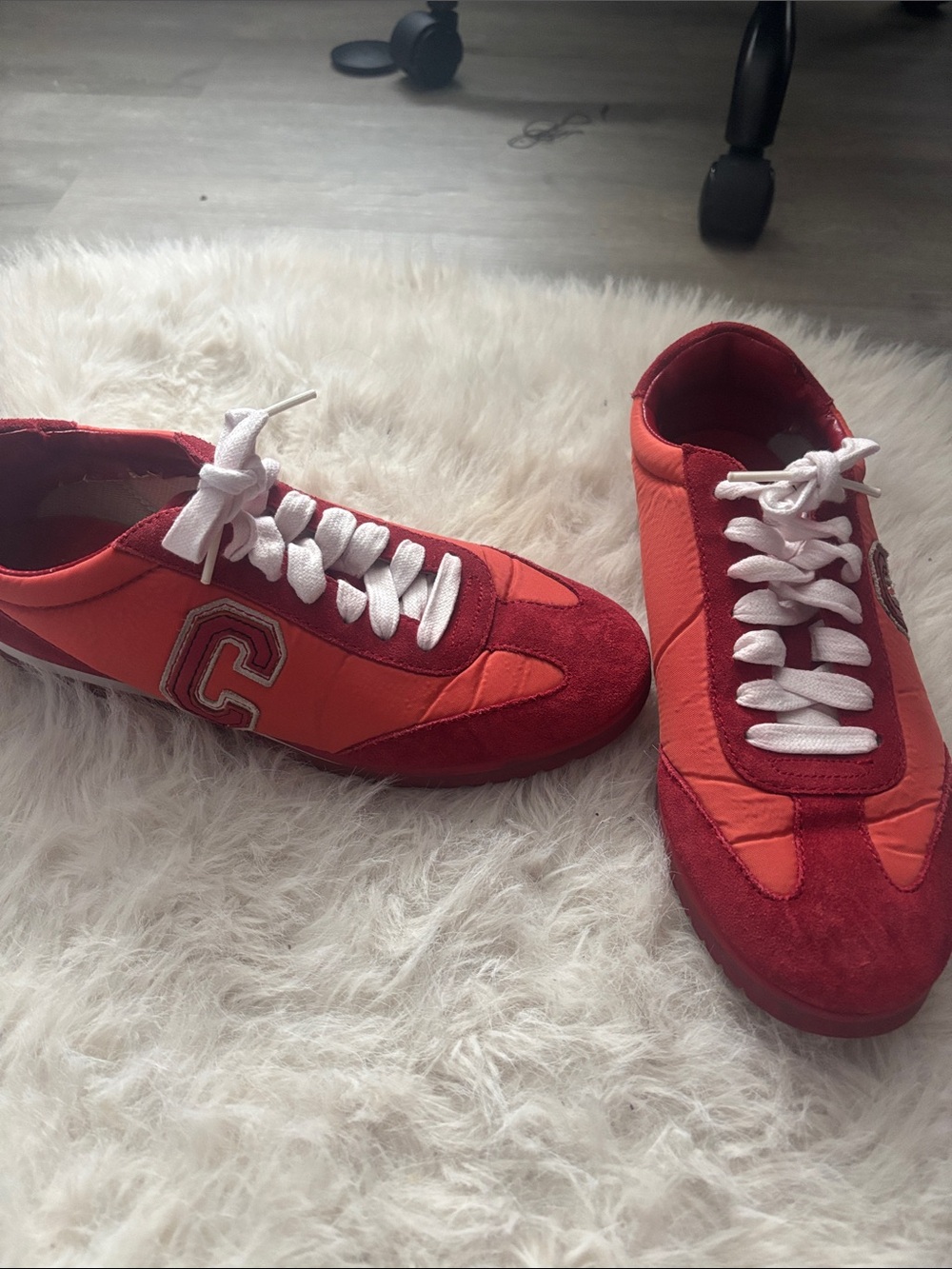 Women’s Red Athletic Casual Sneakers with White Laces